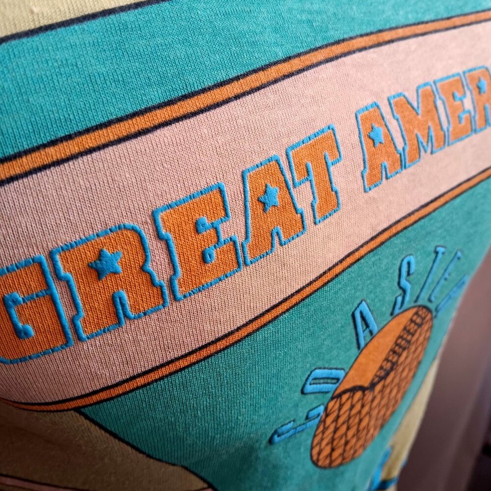 Vintage Small Single Stitch T-shirt Great America Roller Coaster 80's Puff Print - Picture 5 of 7